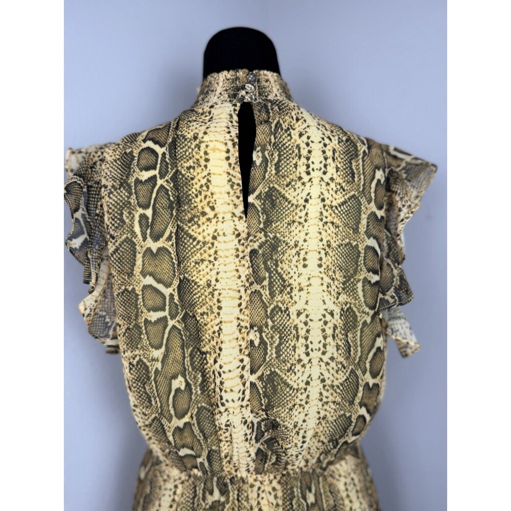 Sam Edelman Snake Print Ruffle Dress Size 10 NWT Yellow Multi - Picture 6 of 16